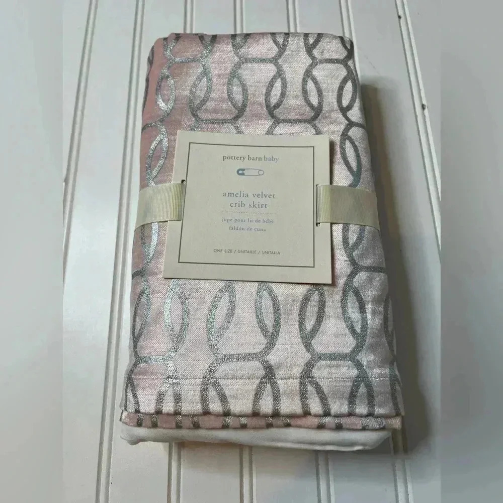 POTTERY BARN KIDS BABY CRIB SKIRT Amelia Velvet Girl NEW